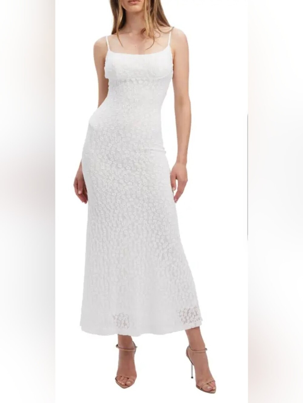 Bardot White Lace Midi Slip Dress